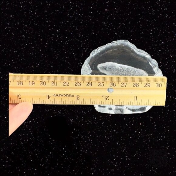 Vintage Clear Sweden Art Glass Paperweight Polar Bear Figurine Flat Side Swedish - Picture 10 of 16